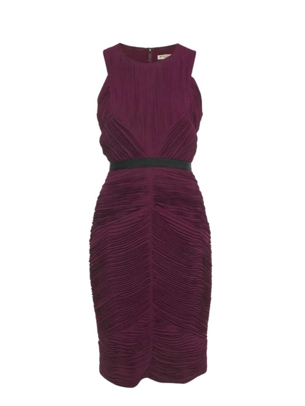 Burberry Burgundy Plisse Sleeveless Sheath